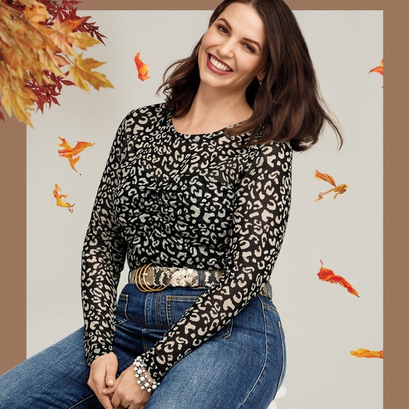 CAbi Tops - CAbi Sweetheart Animal Print Mesh Long Sleeve Top